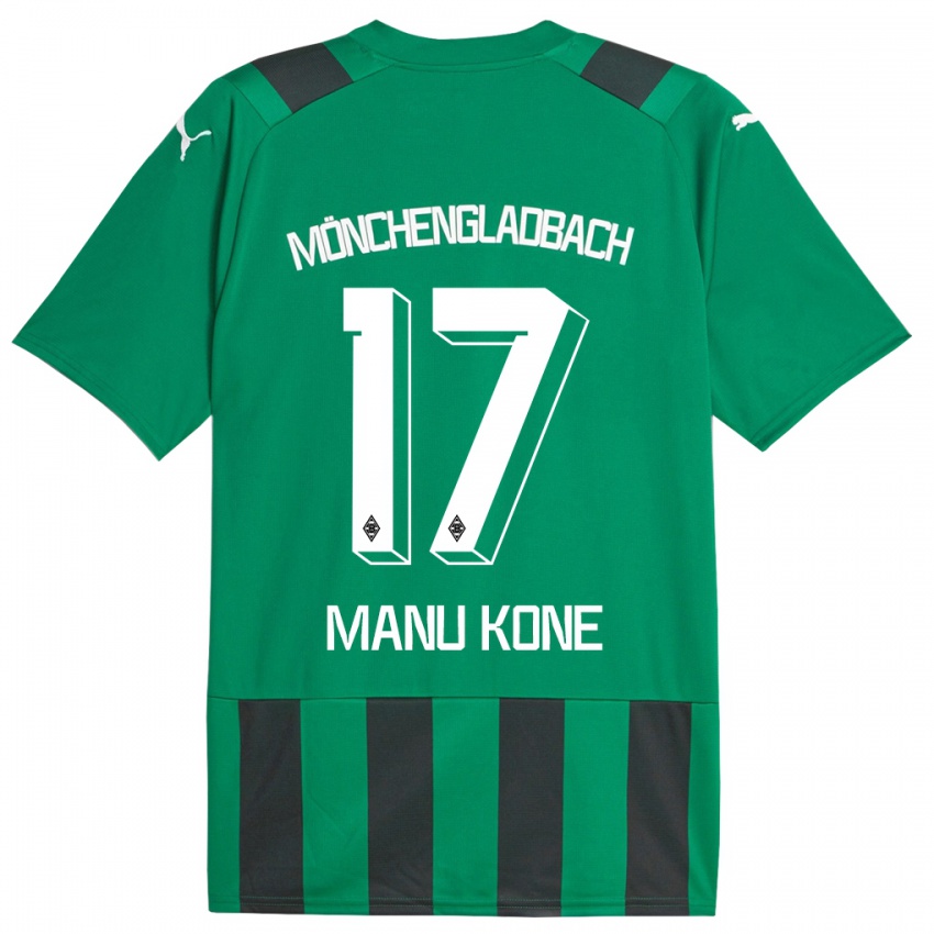 Dame Manu Kone #17 Svart Grønn Bortetrøye Drakt Trøye 2023/24 Skjorter T-Skjorte