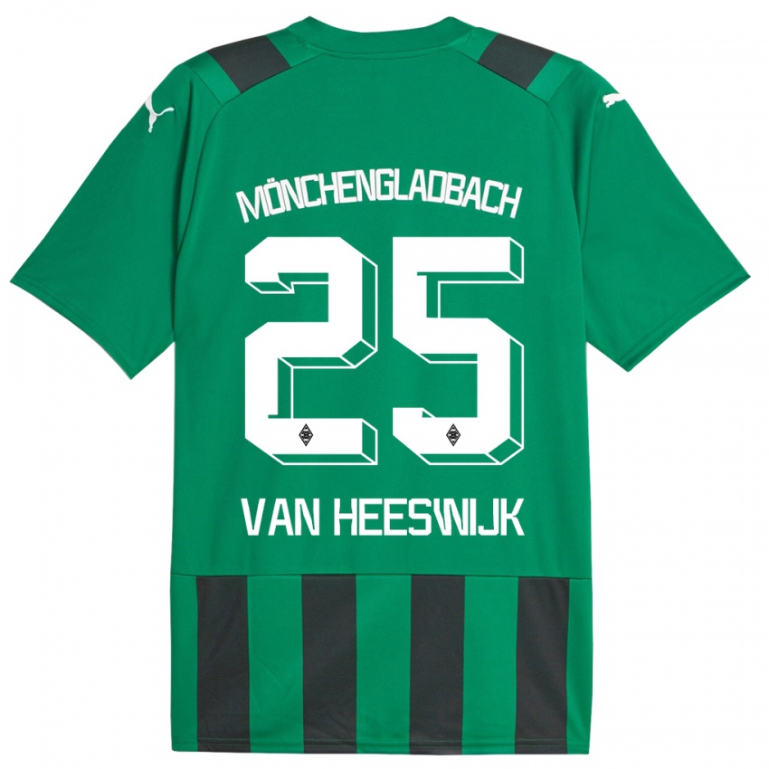 Dame Amber Van Heeswijk #25 Svart Grønn Bortetrøye Drakt Trøye 2023/24 Skjorter T-Skjorte