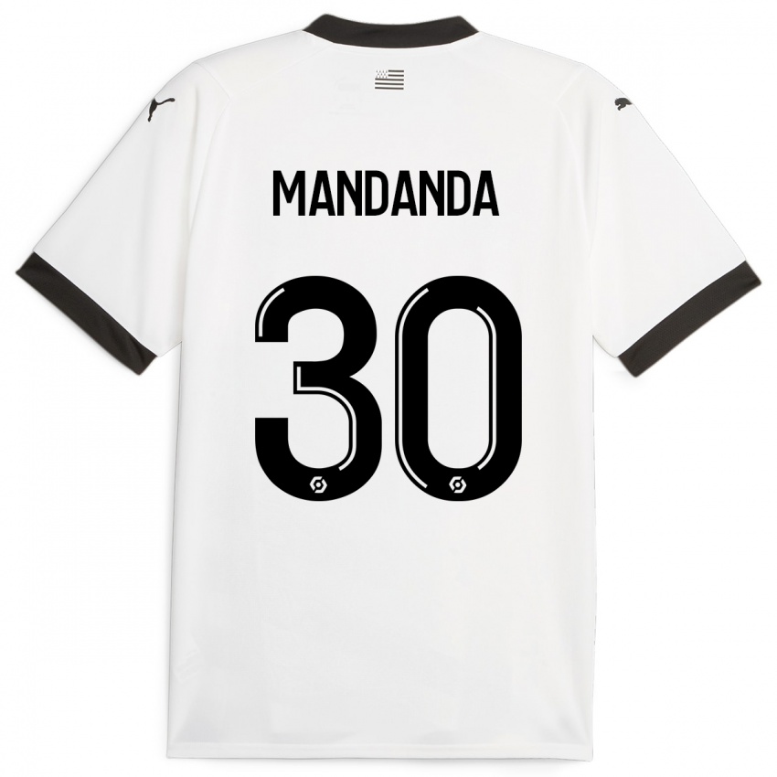 Dame Steve Mandanda #30 Hvit Bortetrøye Drakt Trøye 2023/24 Skjorter T-Skjorte