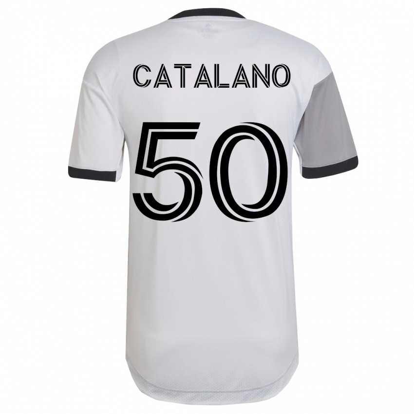 Dame Gianluca Catalano #50 Hvit Bortetrøye Drakt Trøye 2023/24 Skjorter T-Skjorte