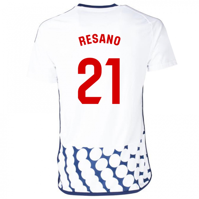 Dame Xabier Resano #21 Hvit Bortetrøye Drakt Trøye 2023/24 Skjorter T-Skjorte