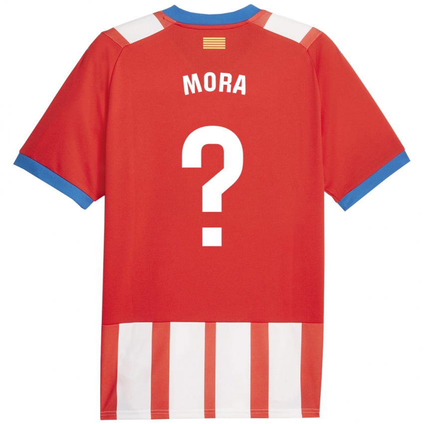 Barn Adrià Mora #0 Rød Hvit Hjemmetrøye Drakt Trøye 2023/24 Skjorter T-Skjorte