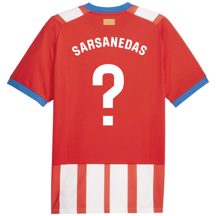 Barn Joao Sarsanedas #0 Rød Hvit Hjemmetrøye Drakt Trøye 2023/24 Skjorter T-Skjorte