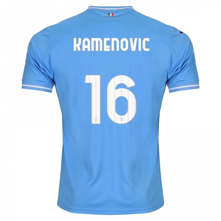 Barn Dimitrije Kamenović #16 Blå Hjemmetrøye Drakt Trøye 2023/24 Skjorter T-Skjorte
