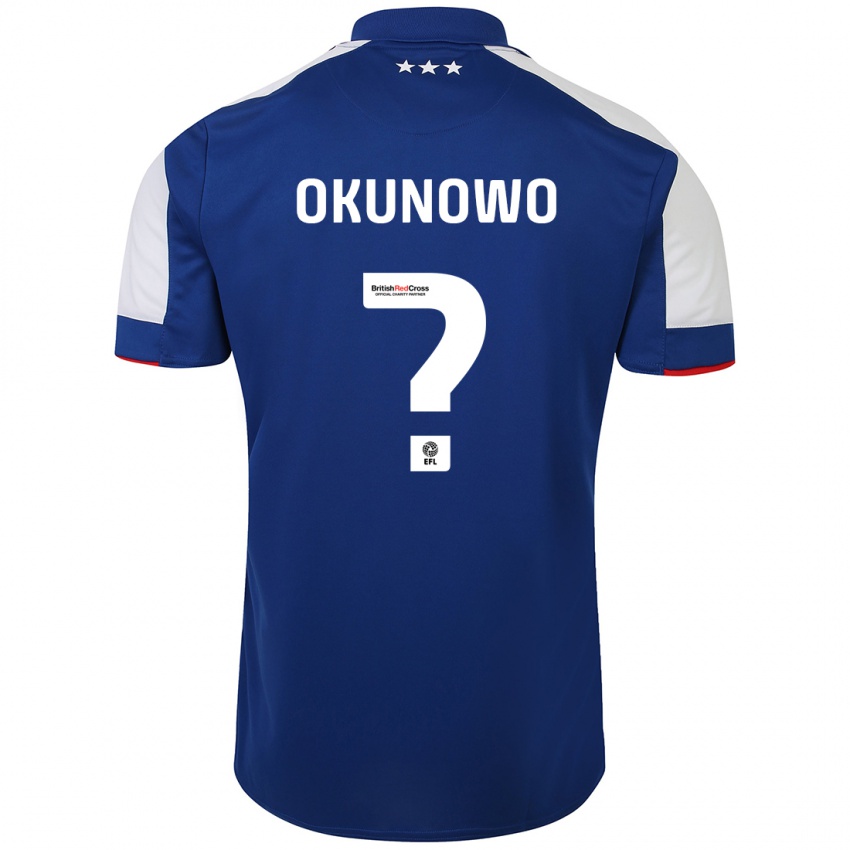 Barn Emmanuel Okunowo #0 Blå Hjemmetrøye Drakt Trøye 2023/24 Skjorter T-Skjorte