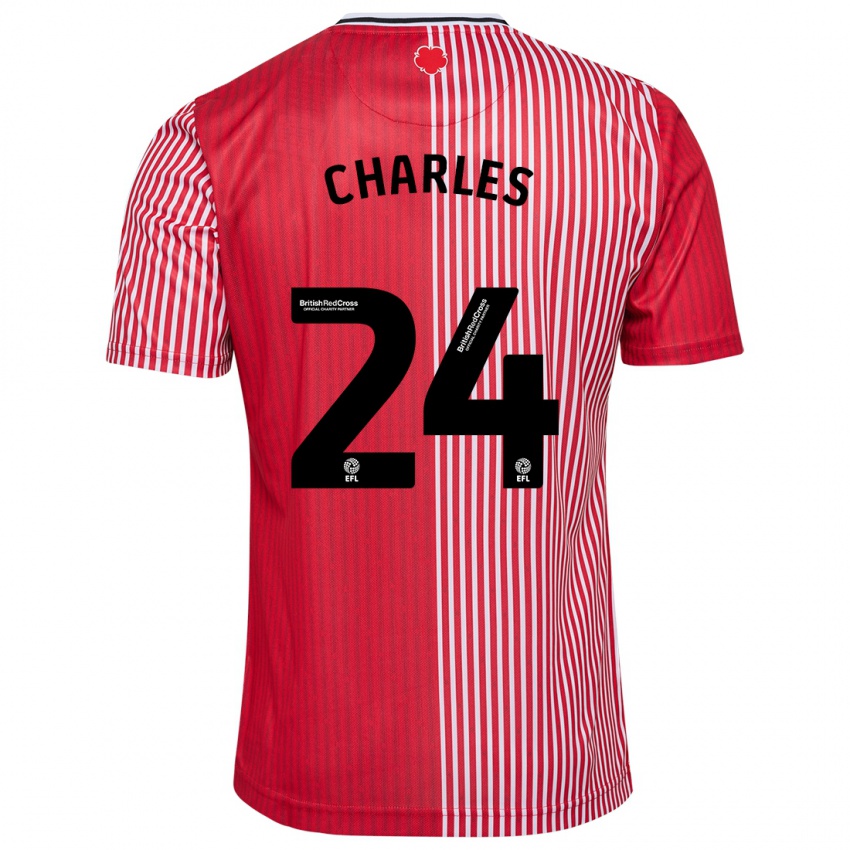 Barn Shea Charles #24 Rød Hjemmetrøye Drakt Trøye 2023/24 Skjorter T-Skjorte