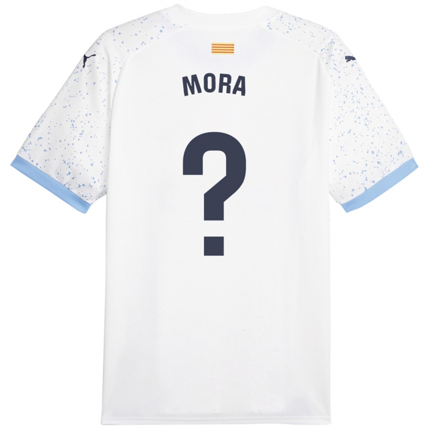 Barn Adrià Mora #0 Hvit Bortetrøye Drakt Trøye 2023/24 Skjorter T-Skjorte