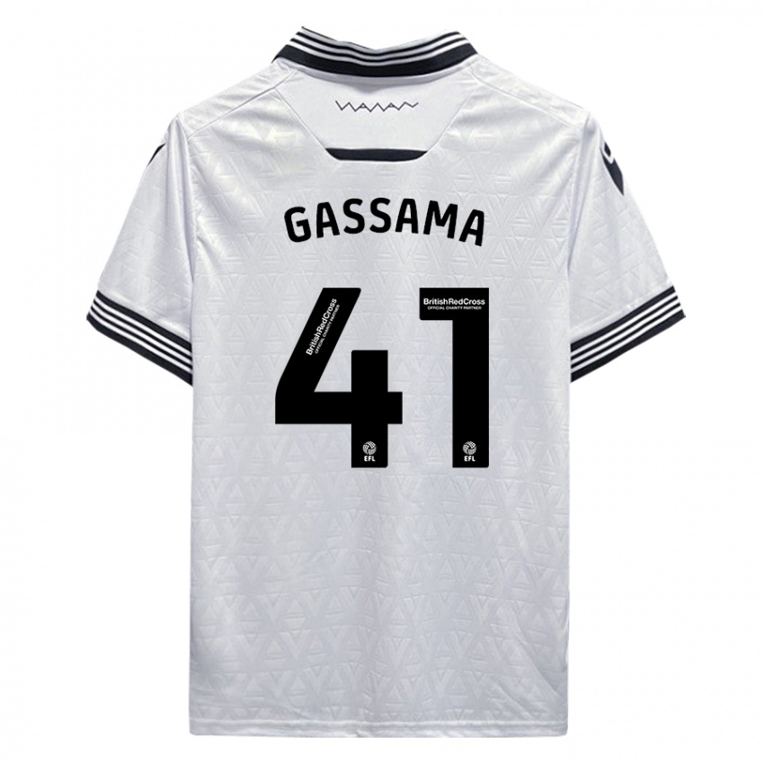 Barn Djeidi Gassama #41 Hvit Bortetrøye Drakt Trøye 2023/24 Skjorter T-Skjorte