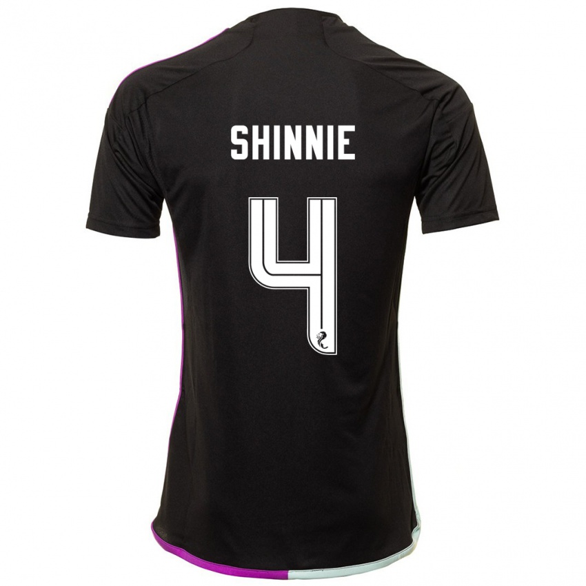 Barn Graeme Shinnie #4 Svart Bortetrøye Drakt Trøye 2023/24 Skjorter T-Skjorte