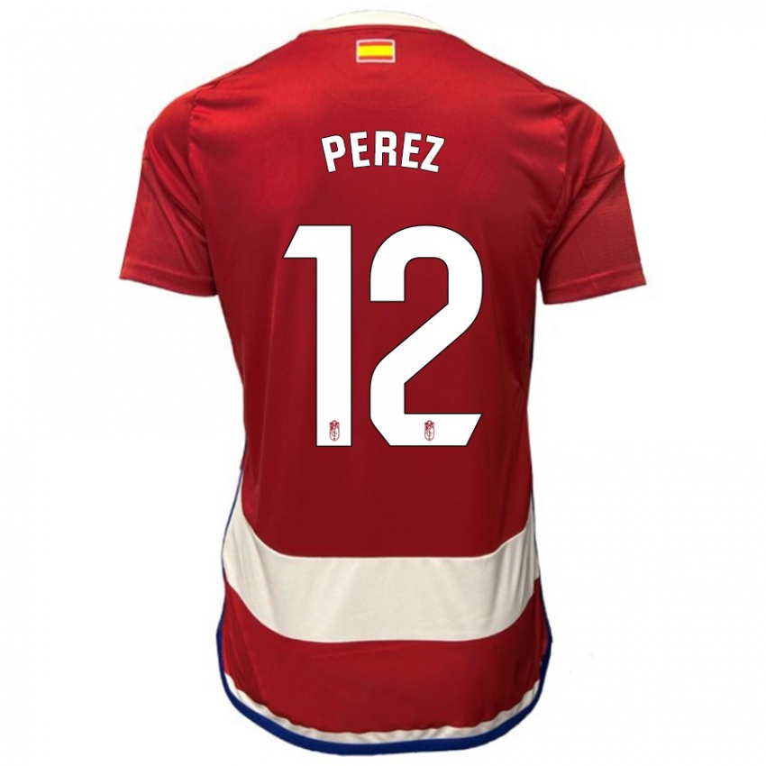 Mann Alba Pérez #12 Rød Hjemmetrøye Drakt Trøye 2023/24 Skjorter T-Skjorte