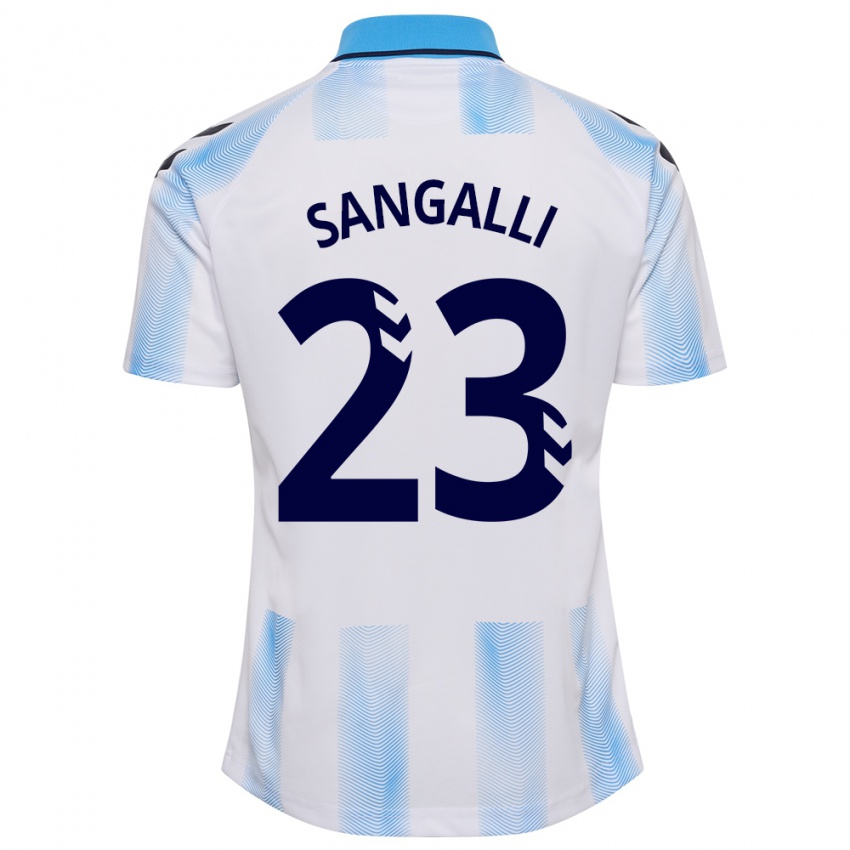 Mann Luca Sangalli #23 Hvit Blå Hjemmetrøye Drakt Trøye 2023/24 Skjorter T-Skjorte