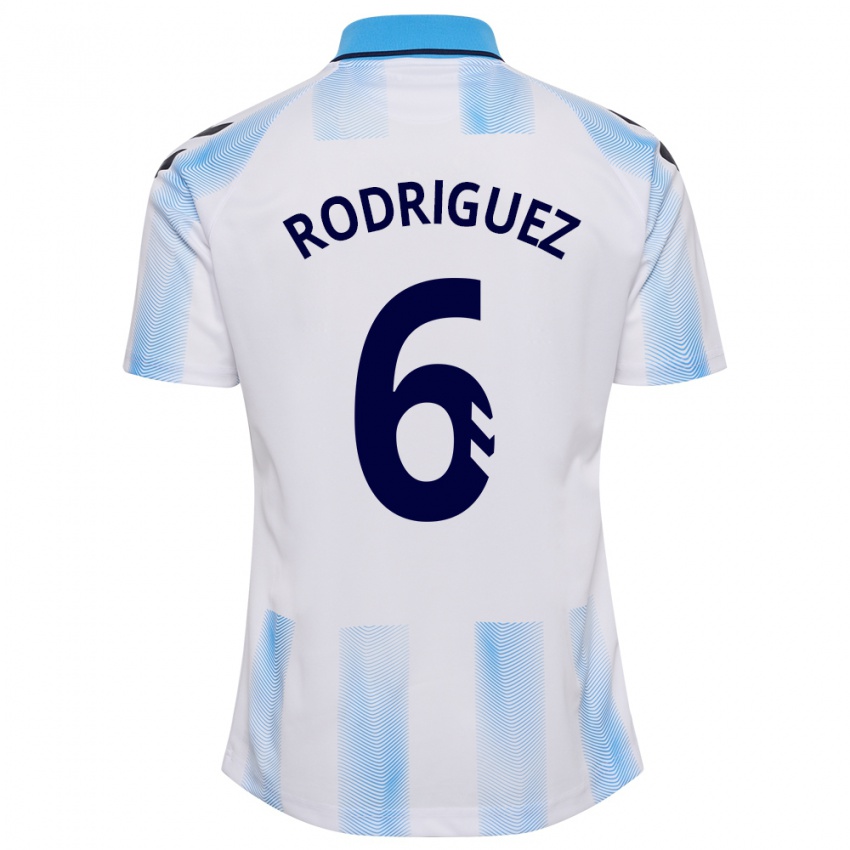 Mann Rafa Rodríguez #6 Hvit Blå Hjemmetrøye Drakt Trøye 2023/24 Skjorter T-Skjorte