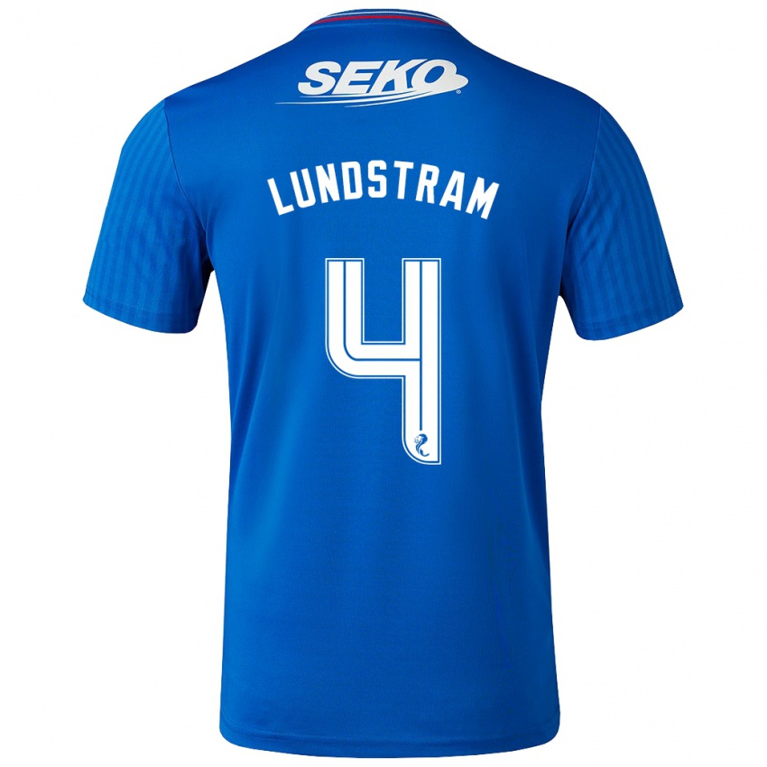 Mann John Lundstram #4 Blå Hjemmetrøye Drakt Trøye 2023/24 Skjorter T-Skjorte