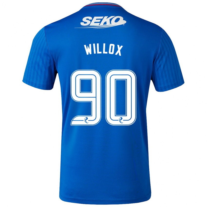Mann Kieron Willox #90 Blå Hjemmetrøye Drakt Trøye 2023/24 Skjorter T-Skjorte