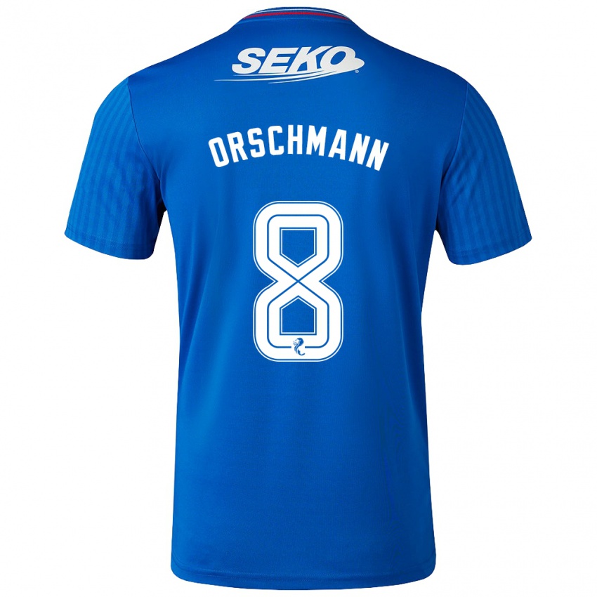 Mann Dina Orschmann #8 Blå Hjemmetrøye Drakt Trøye 2023/24 Skjorter T-Skjorte