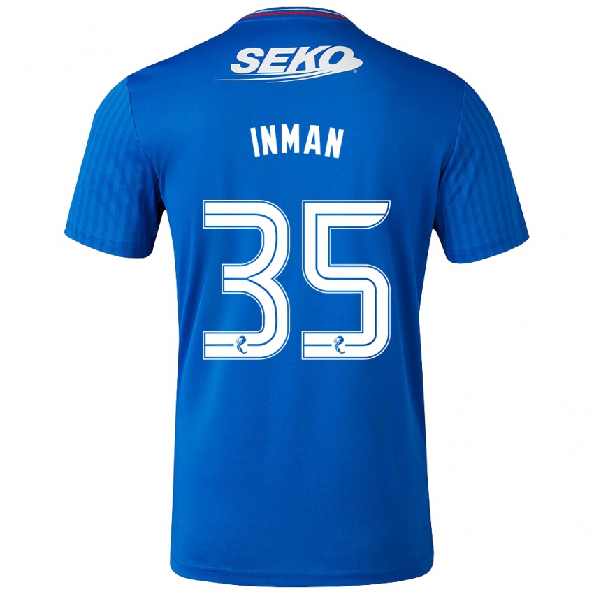 Mann Lucy Inman #35 Blå Hjemmetrøye Drakt Trøye 2023/24 Skjorter T-Skjorte