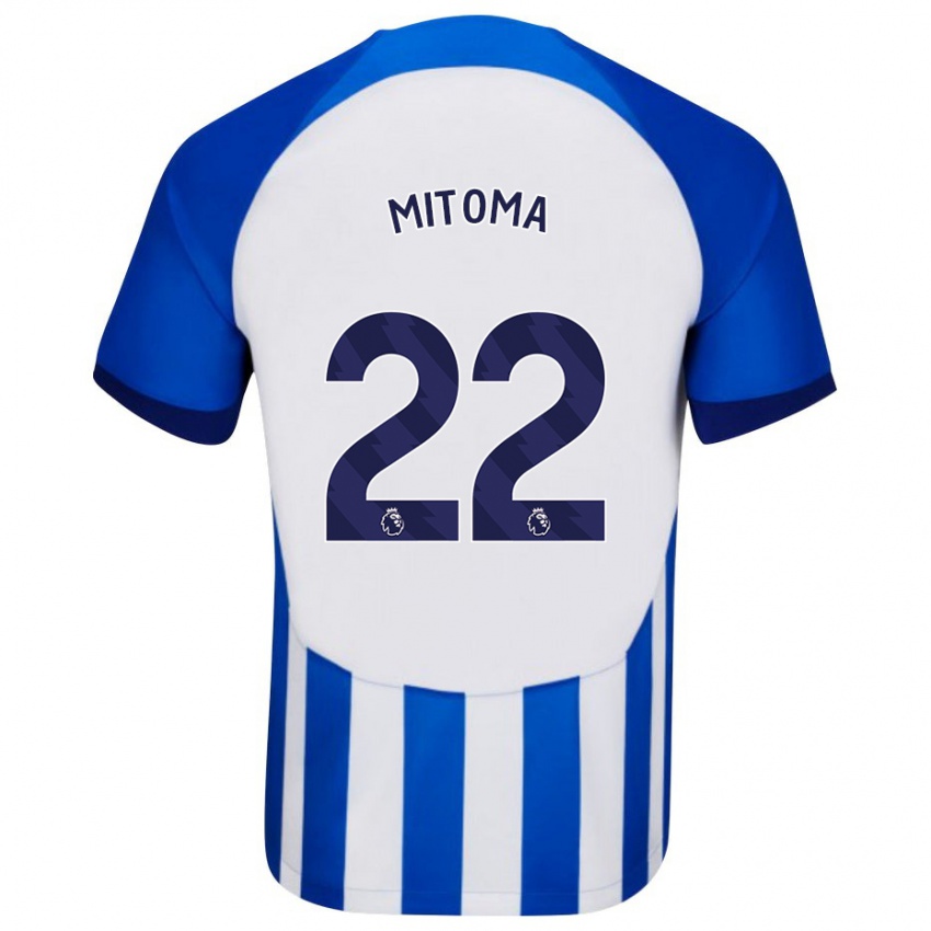 Mann Kaoru Mitoma #22 Blå Hjemmetrøye Drakt Trøye 2023/24 Skjorter T-Skjorte