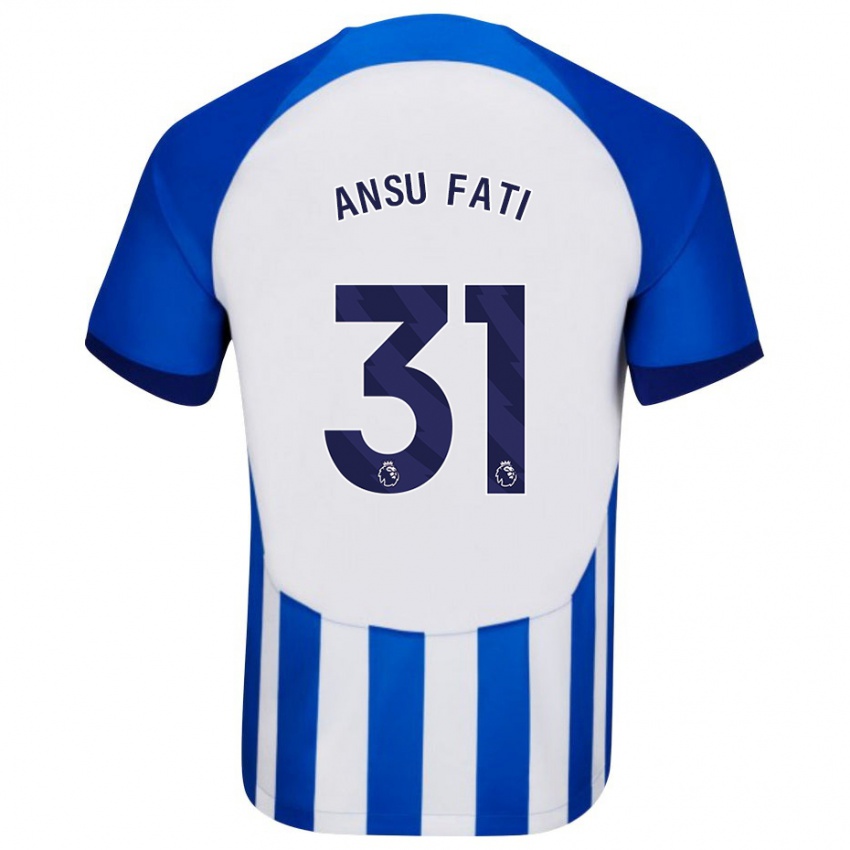 Mann Ansu Fati #31 Blå Hjemmetrøye Drakt Trøye 2023/24 Skjorter T-Skjorte
