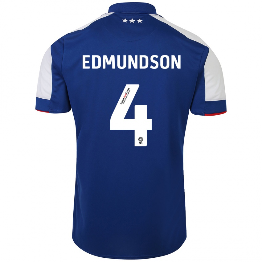 Mann George Edmundson #4 Blå Hjemmetrøye Drakt Trøye 2023/24 Skjorter T-Skjorte