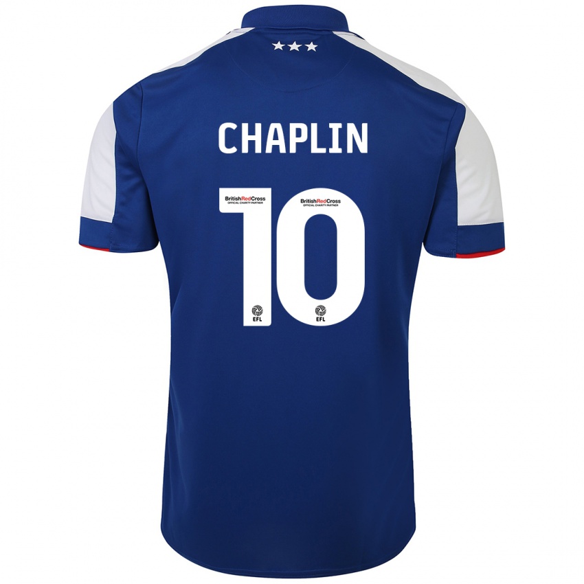 Mann Conor Chaplin #10 Blå Hjemmetrøye Drakt Trøye 2023/24 Skjorter T-Skjorte