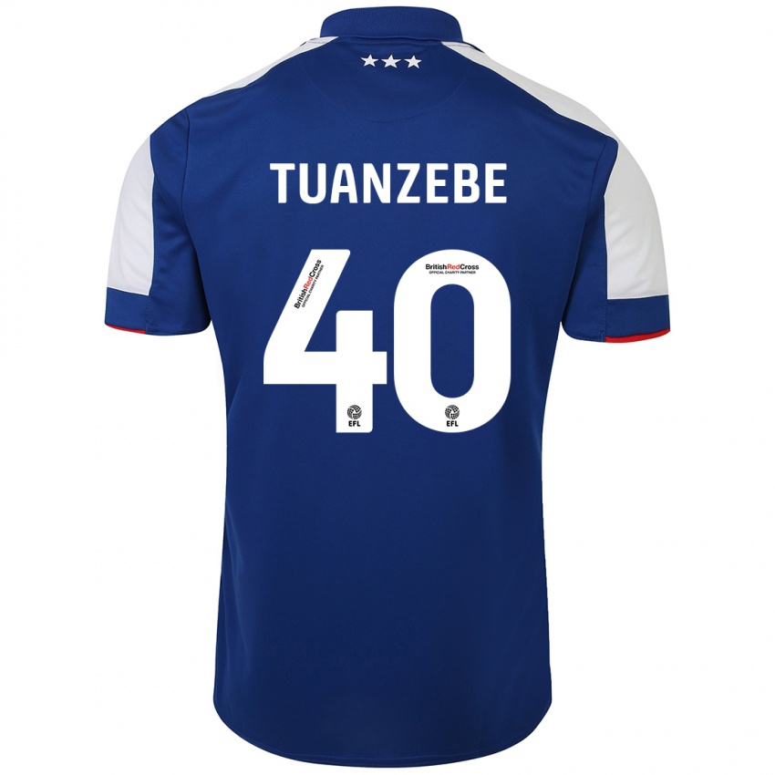 Mann Axel Tuanzebe #40 Blå Hjemmetrøye Drakt Trøye 2023/24 Skjorter T-Skjorte