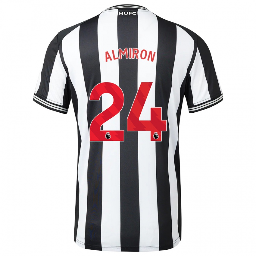 Mann Miguel Almiron #24 Svart Hvit Hjemmetrøye Drakt Trøye 2023/24 Skjorter T-Skjorte