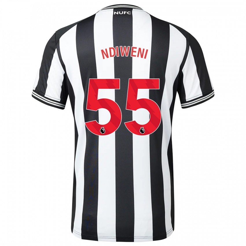 Mann Michael Ndiweni #55 Svart Hvit Hjemmetrøye Drakt Trøye 2023/24 Skjorter T-Skjorte
