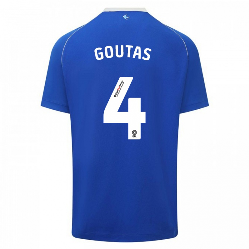 Mann Dimitrios Goutas #4 Blå Hjemmetrøye Drakt Trøye 2023/24 Skjorter T-Skjorte