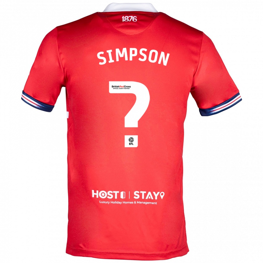 Mann Cameron Simpson #0 Rød Hjemmetrøye Drakt Trøye 2023/24 Skjorter T-Skjorte