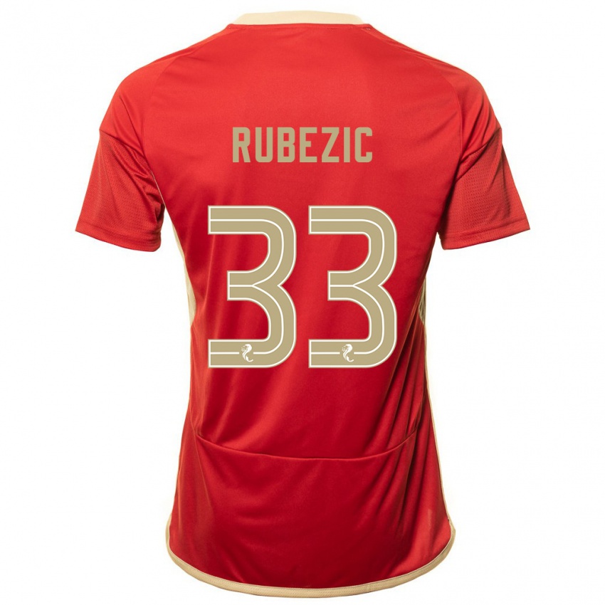 Mann Slobodan Rubezic #33 Rød Hjemmetrøye Drakt Trøye 2023/24 Skjorter T-Skjorte