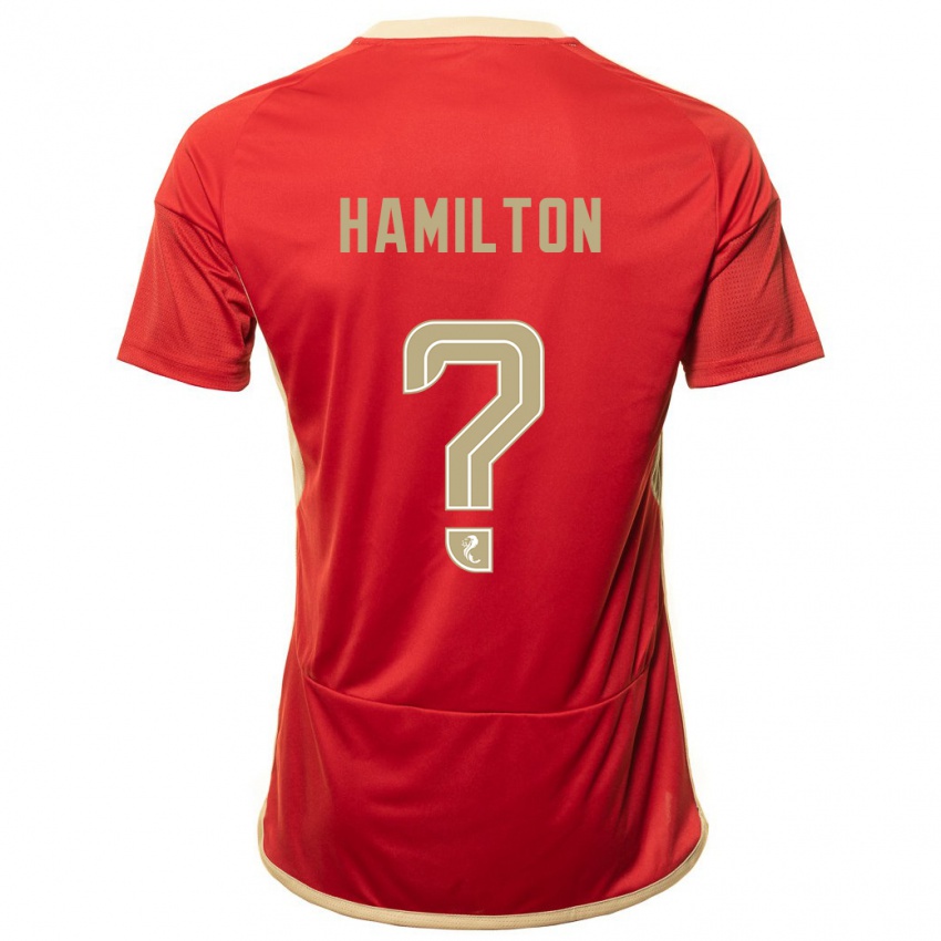 Mann Brendan Hamilton #0 Rød Hjemmetrøye Drakt Trøye 2023/24 Skjorter T-Skjorte