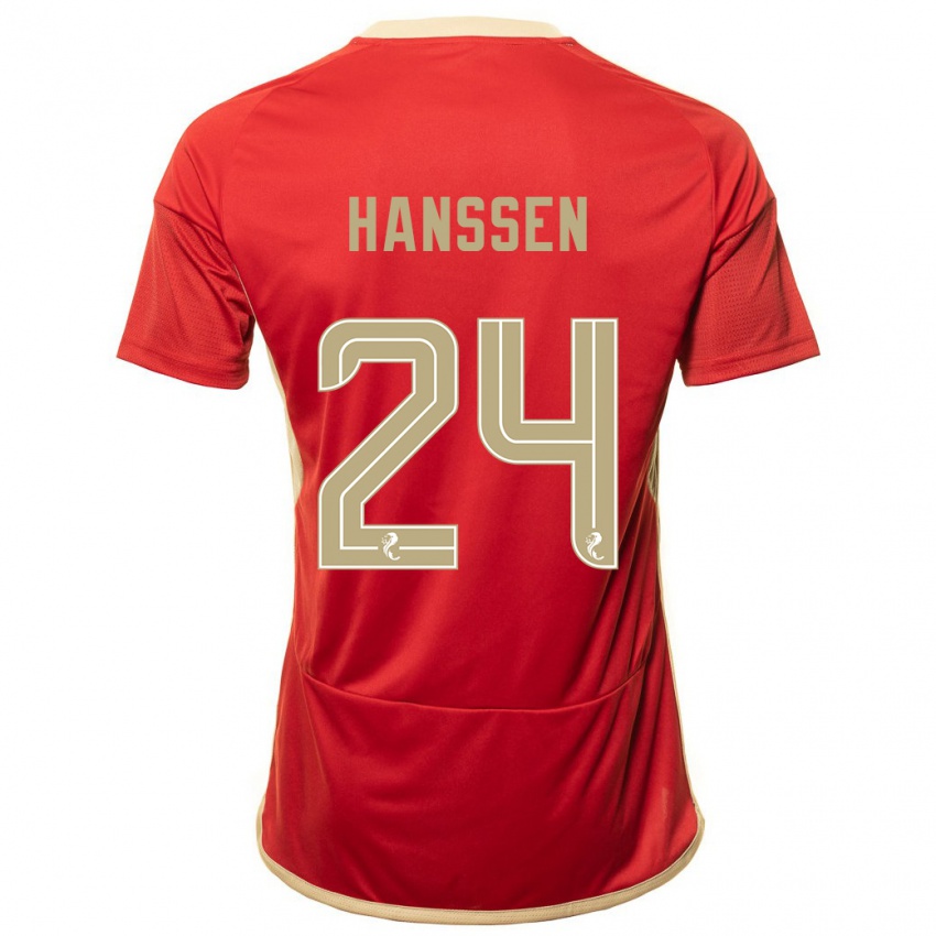 Mann Nadine Hanssen #24 Rød Hjemmetrøye Drakt Trøye 2023/24 Skjorter T-Skjorte