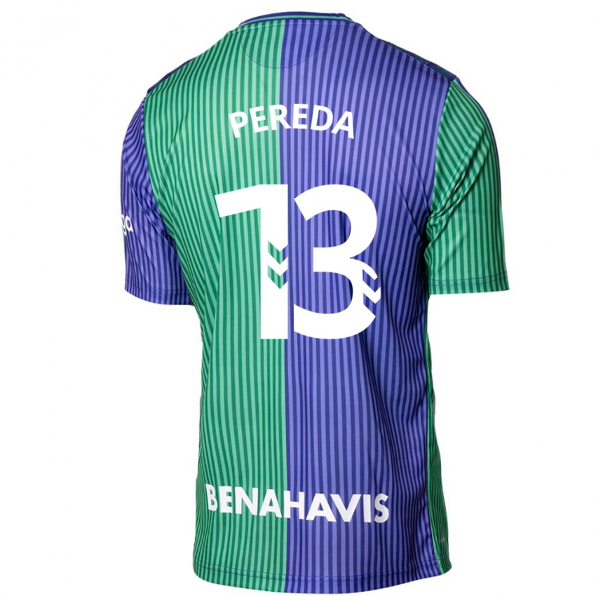 Mann Adrián Pereda #13 Grønnblå Bortetrøye Drakt Trøye 2023/24 Skjorter T-Skjorte