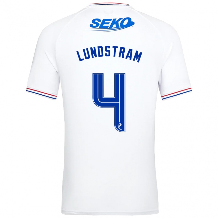 Mann John Lundstram #4 Hvit Bortetrøye Drakt Trøye 2023/24 Skjorter T-Skjorte