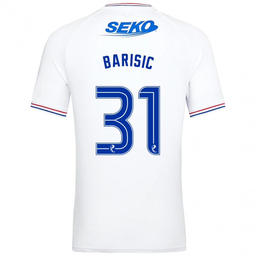 Mann Borna Barisic #31 Hvit Bortetrøye Drakt Trøye 2023/24 Skjorter T-Skjorte