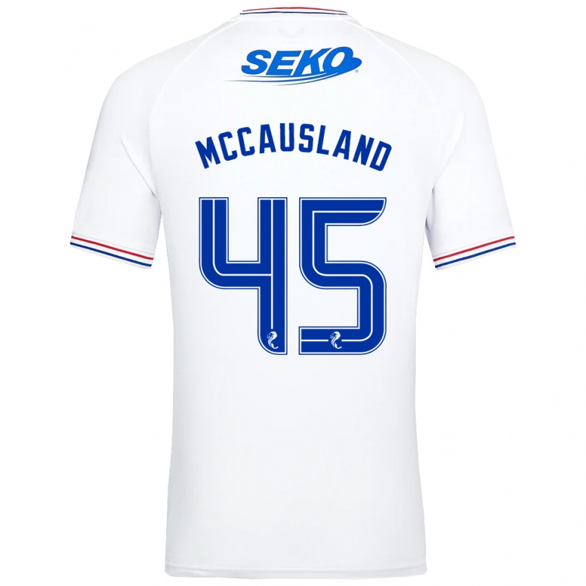 Mann Ross Mccausland #45 Hvit Bortetrøye Drakt Trøye 2023/24 Skjorter T-Skjorte