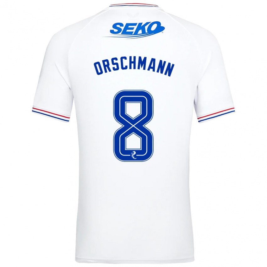 Mann Dina Orschmann #8 Hvit Bortetrøye Drakt Trøye 2023/24 Skjorter T-Skjorte