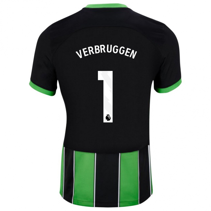 Mann Bart Verbruggen #1 Svart Grønn Bortetrøye Drakt Trøye 2023/24 Skjorter T-Skjorte
