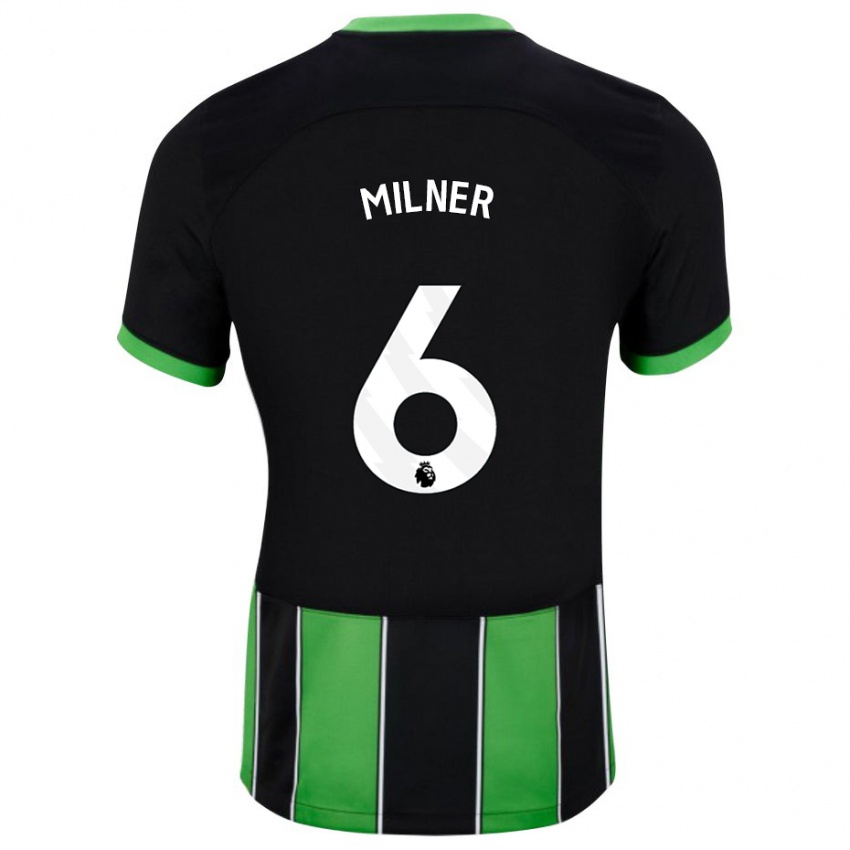 Mann James Milner #6 Svart Grønn Bortetrøye Drakt Trøye 2023/24 Skjorter T-Skjorte