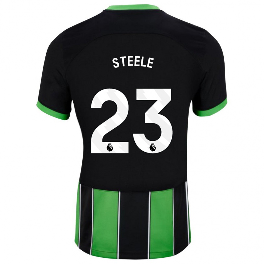 Mann Jason Steele #23 Svart Grønn Bortetrøye Drakt Trøye 2023/24 Skjorter T-Skjorte
