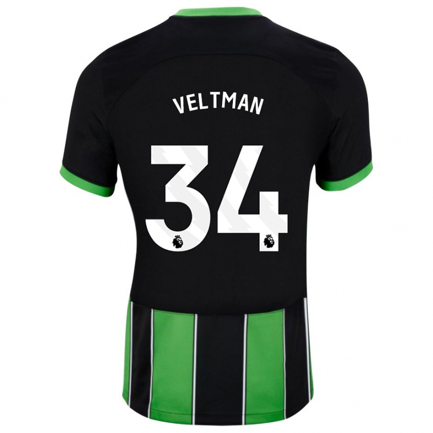 Mann Joel Veltman #34 Svart Grønn Bortetrøye Drakt Trøye 2023/24 Skjorter T-Skjorte