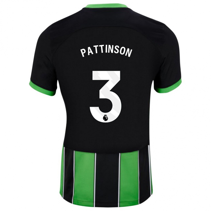 Mann Poppy Pattinson #3 Svart Grønn Bortetrøye Drakt Trøye 2023/24 Skjorter T-Skjorte