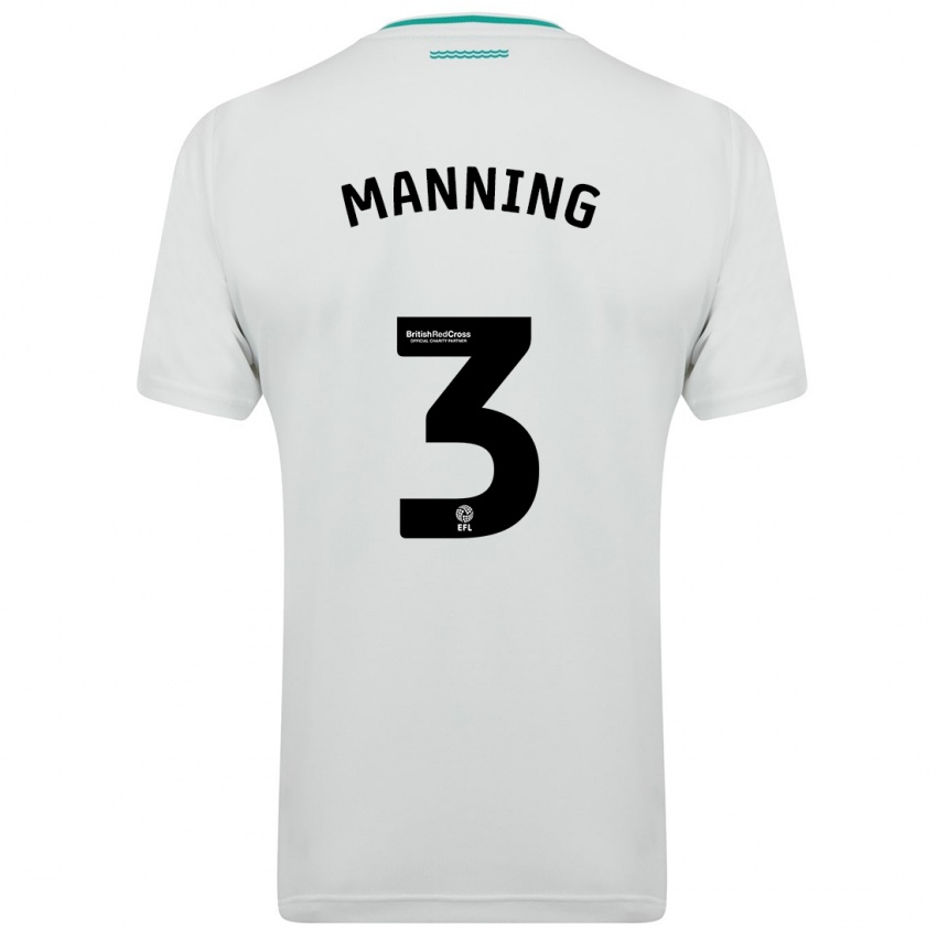 Mann Ryan Manning #3 Hvit Bortetrøye Drakt Trøye 2023/24 Skjorter T-Skjorte