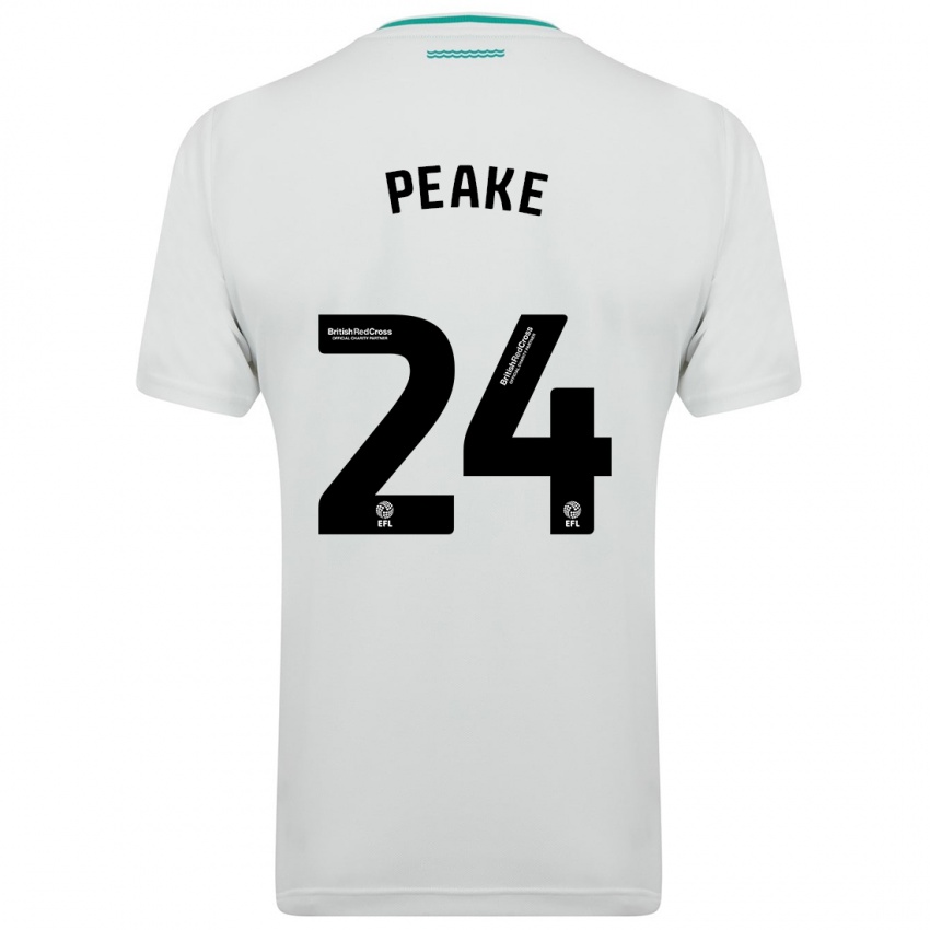 Mann Paige Peake #24 Hvit Bortetrøye Drakt Trøye 2023/24 Skjorter T-Skjorte