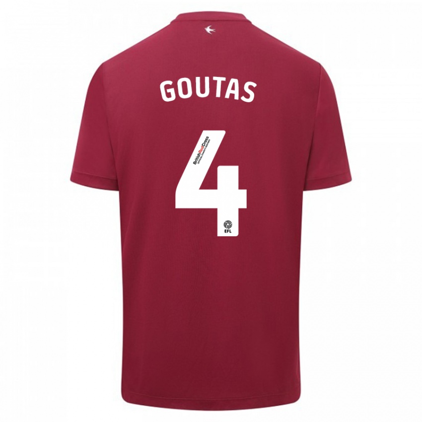 Mann Dimitrios Goutas #4 Rød Bortetrøye Drakt Trøye 2023/24 Skjorter T-Skjorte