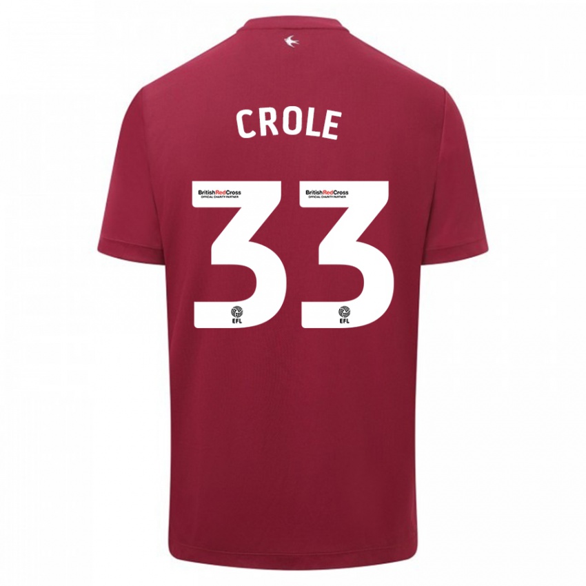 Mann James Crole #33 Rød Bortetrøye Drakt Trøye 2023/24 Skjorter T-Skjorte