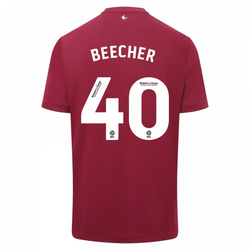 Mann Josh Beecher #40 Rød Bortetrøye Drakt Trøye 2023/24 Skjorter T-Skjorte