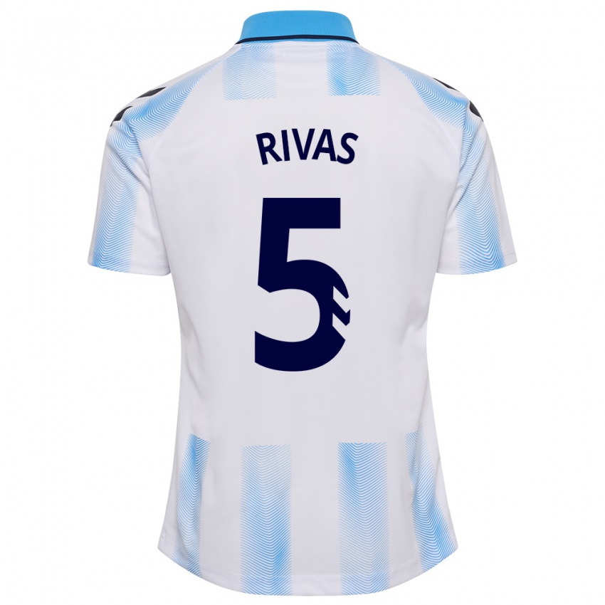 Dame Juande Rivas #5 Hvit Blå Hjemmetrøye Drakt Trøye 2023/24 Skjorter T-Skjorte