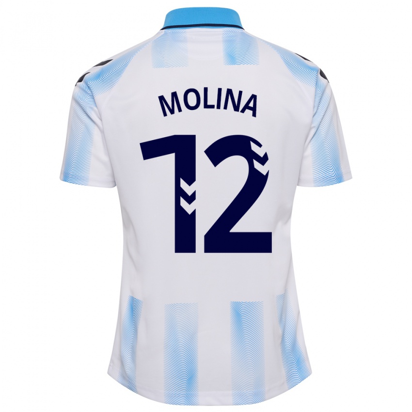 Dame Manu Molina #12 Hvit Blå Hjemmetrøye Drakt Trøye 2023/24 Skjorter T-Skjorte