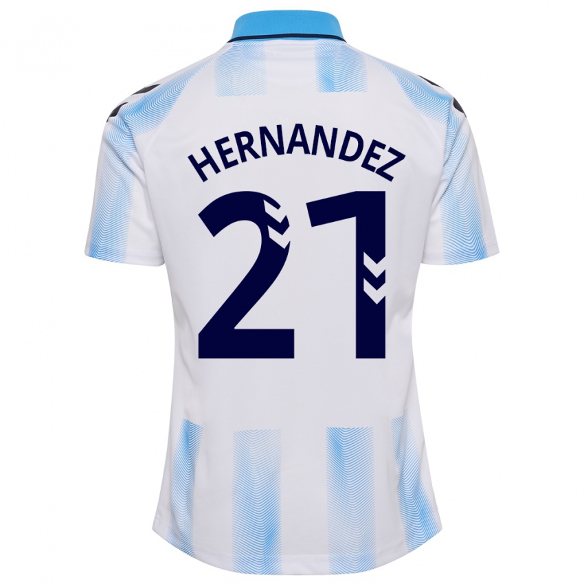 Dame Juan Hernández #21 Hvit Blå Hjemmetrøye Drakt Trøye 2023/24 Skjorter T-Skjorte